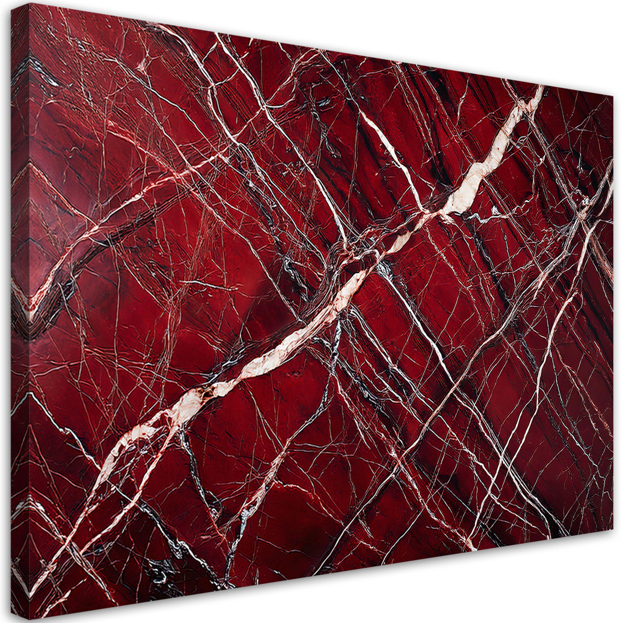 LEINWANDBILD Roter Marmor mit goldenem Glamour-Stil 90x60cm - Rot, Textil (90/60cm) - Feeby