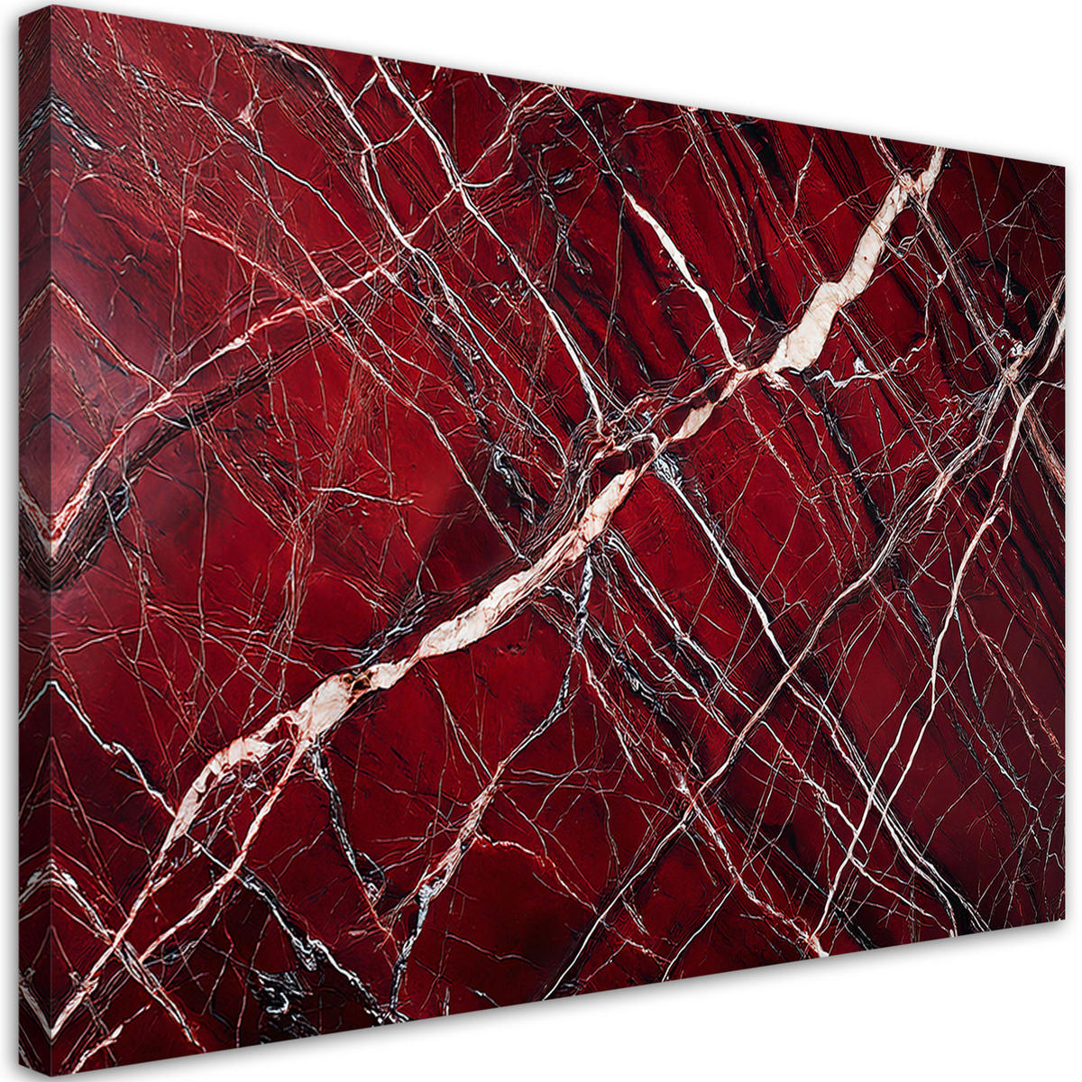 LEINWANDBILD Roter Marmor mit goldenem Glamour-Stil 100x70cm - Rot, Textil (100/70cm) - Feeby
