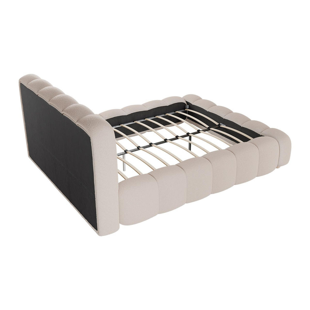 POLSTERBETT Catania 140x200 cm Beige Bouclé - Beige, Textil (140/200cm) - Juskys