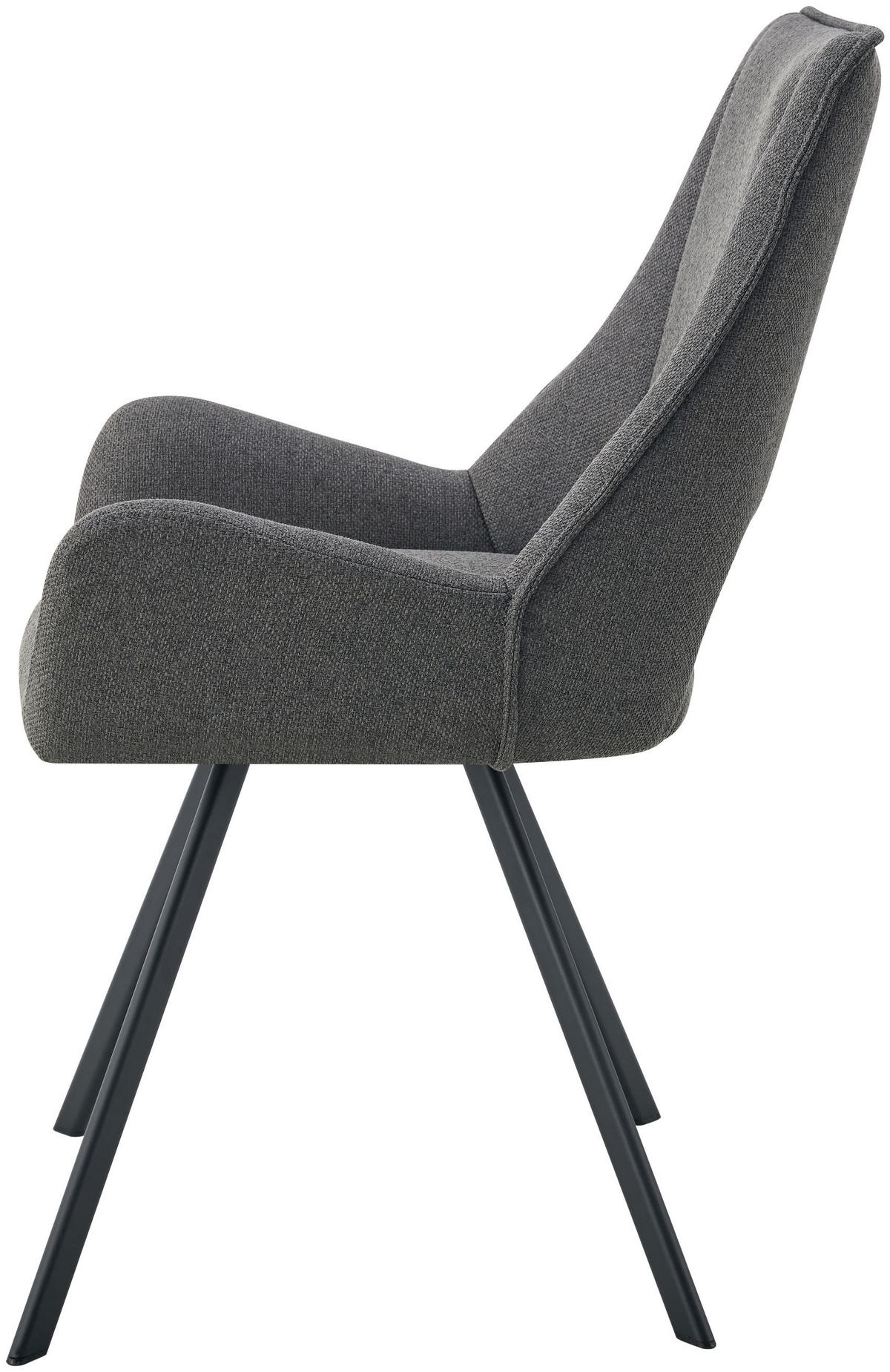 ARMLEHNENSTUHL Helen anthrazit 2er Set - Anthrazit/Schwarz, Textil/Metall (56/91/63cm) - Xonox