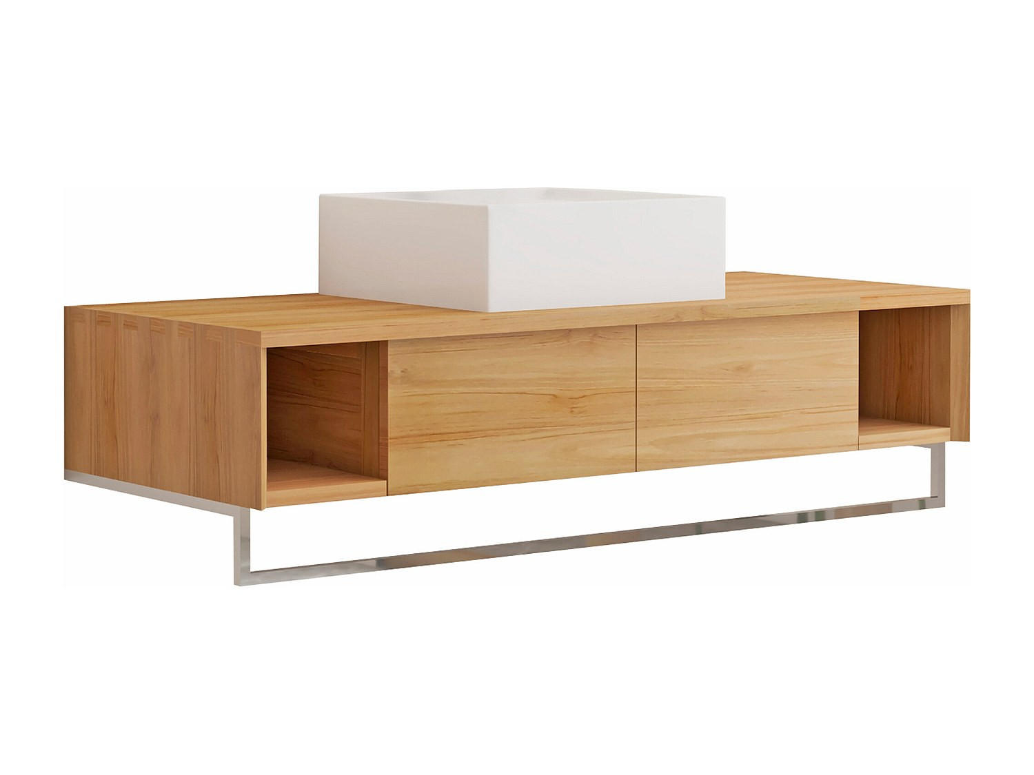 EINZELWASCHTISCH - 120 cmcm x 50 cmcm - Holz, Platte - Naturfarben Hell - KUPANG - Naturfarben, Holz (120/32/50cm) - Vente-Unique