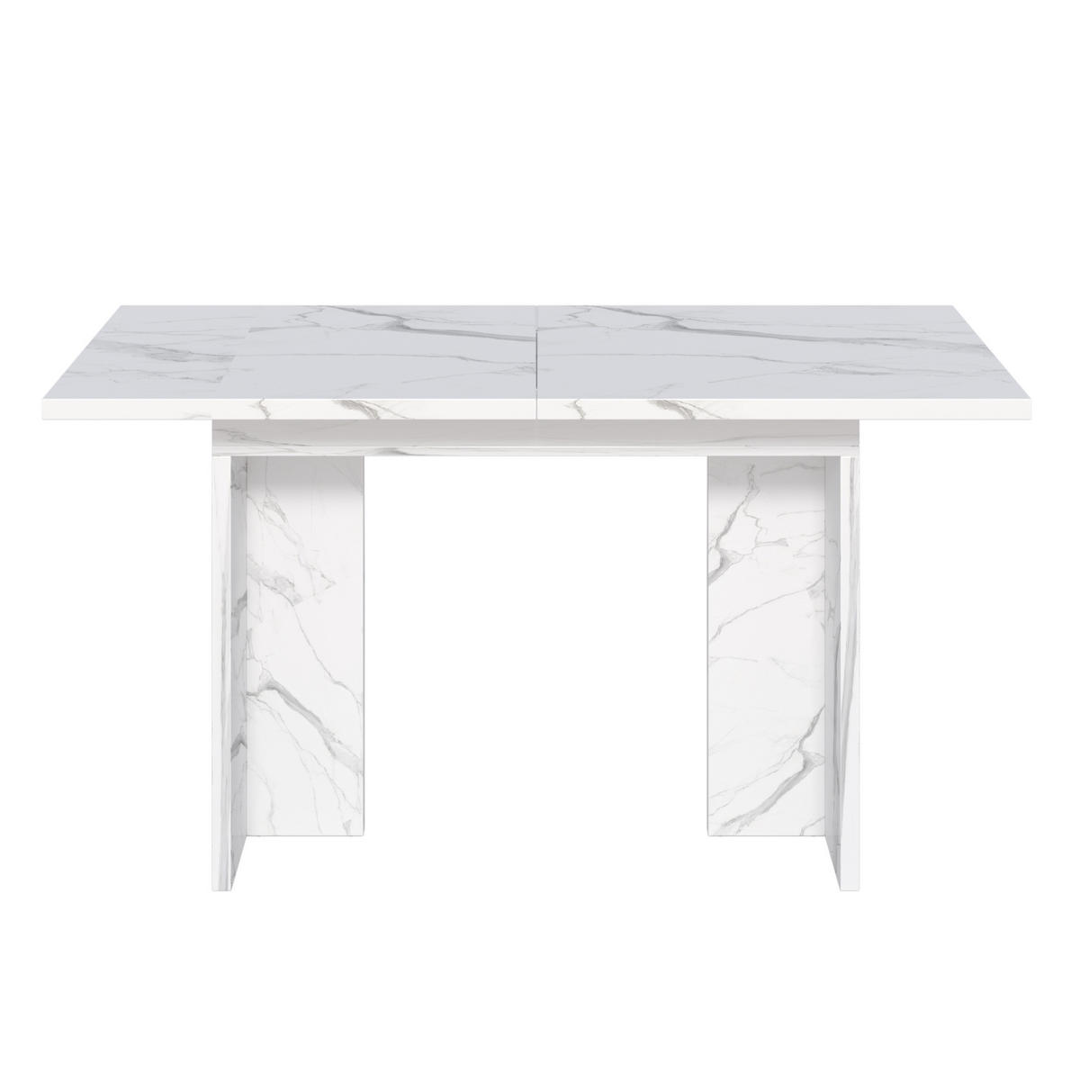 ESSTISCH aus MDF 180x80x75 cm Weißer Marmor ausziehbar für 6-8 Personen mit 30 mm starker Tischplatte - Weiß, Holzwerkstoff (180/80/75cm) - Modfu