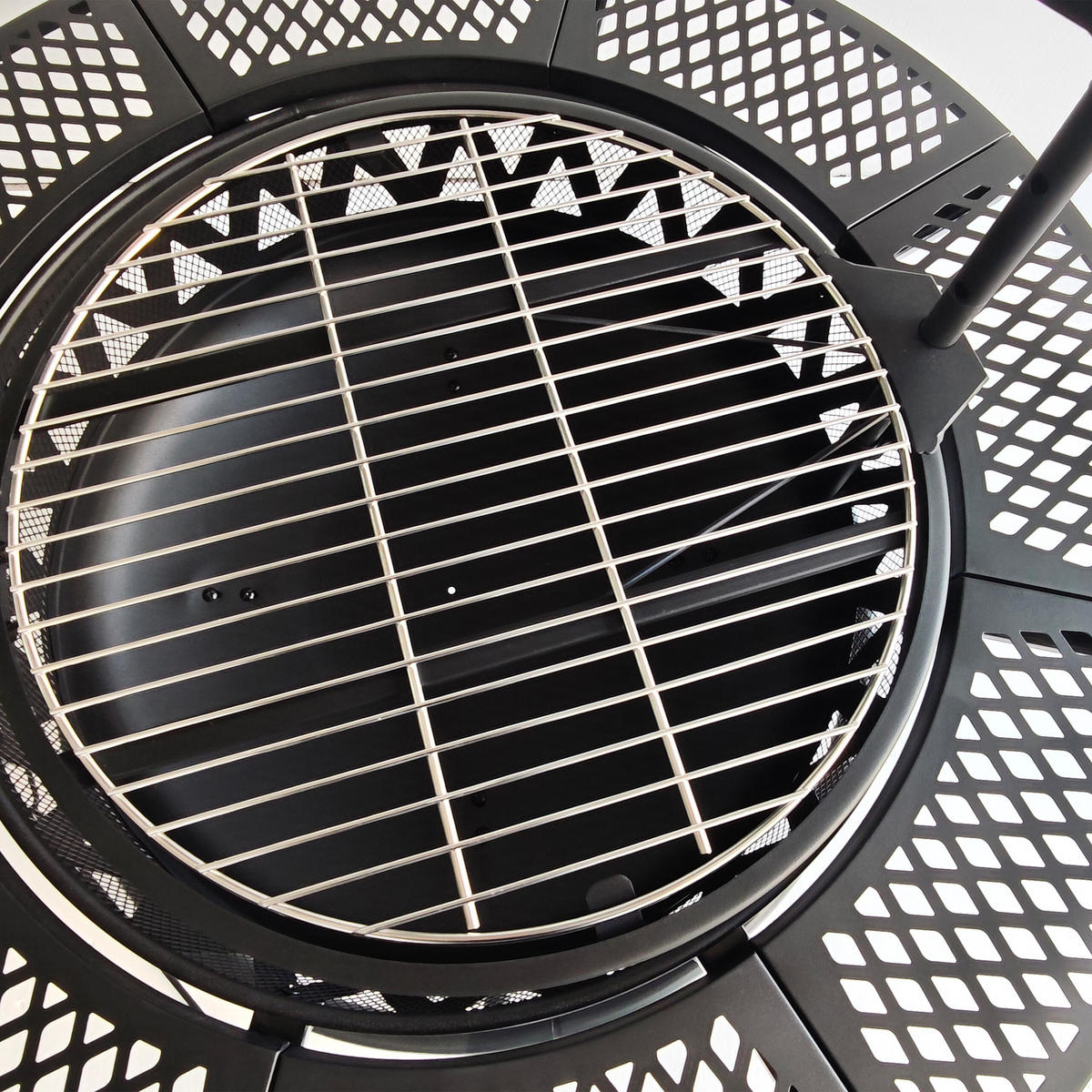 FEUERSCHALE Schwarz mit Deckel 92 cm - Schwarz, Metall (92/61/92cm) - Relaxdays