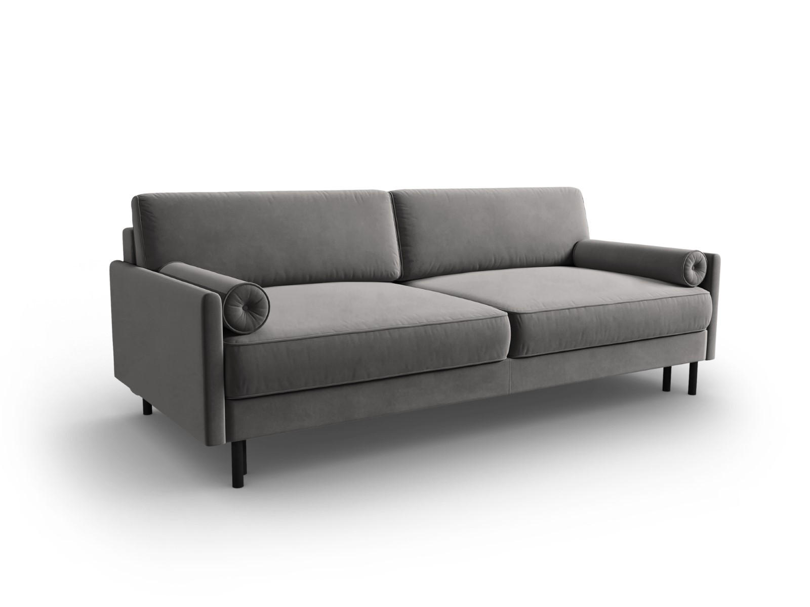 AUSKLAPPBARES-SOFA mit Bettkasten Scott aus Samt hellgrau 3 Sitzplätze - Hellgrau, Textil (97/87/212cm) - Micadoni