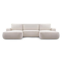 ROHOVÁ SEDAČKA SOLO, béžová, látka bouclé, s funkcí rozkladu na lůžko - béžová, dřevo (364/87/168cm) - MASSENO