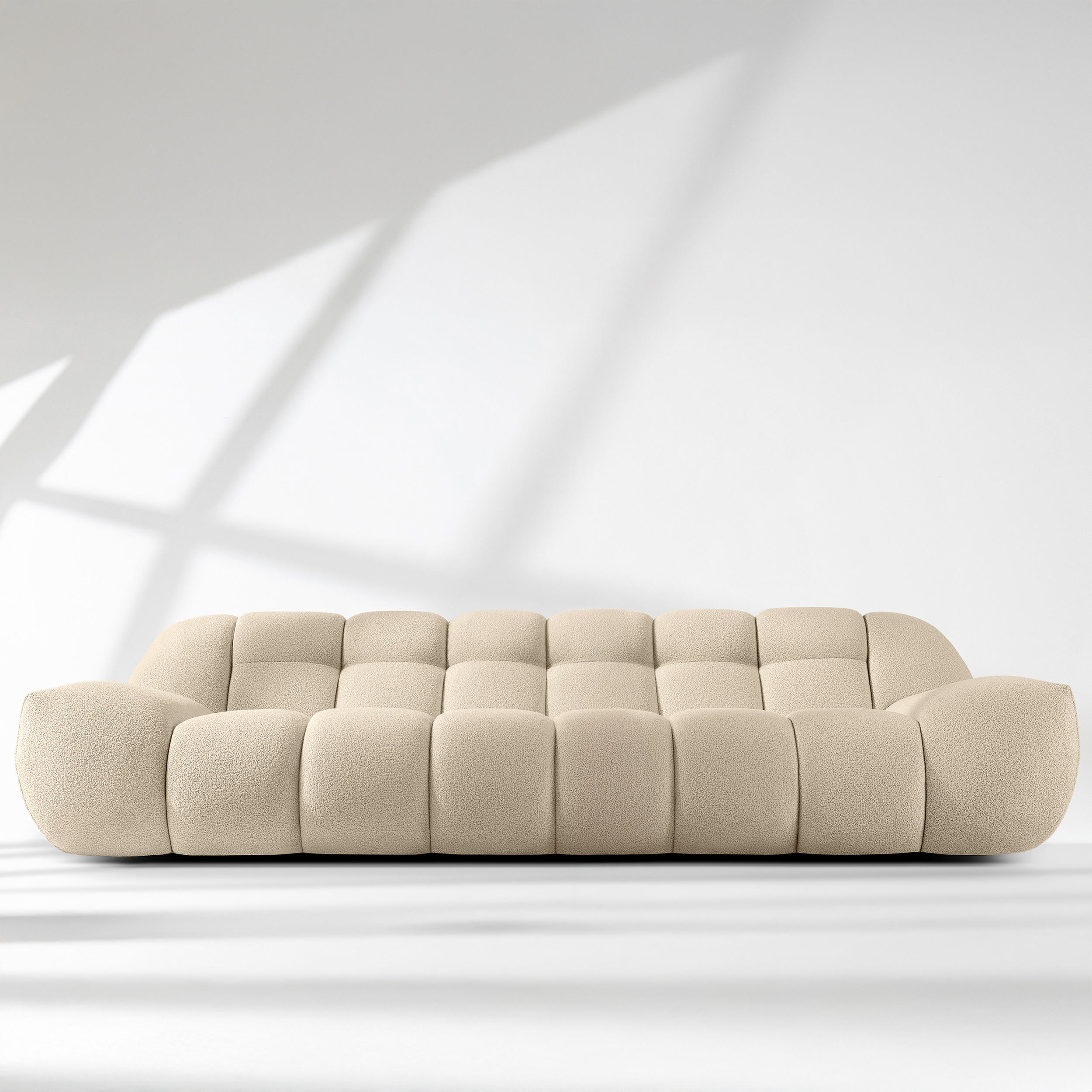 EINZELSOFA VENA Bouclé, Hellbeige - Beige, Holz/Textil (254/72/105cm) - KONSIMO®