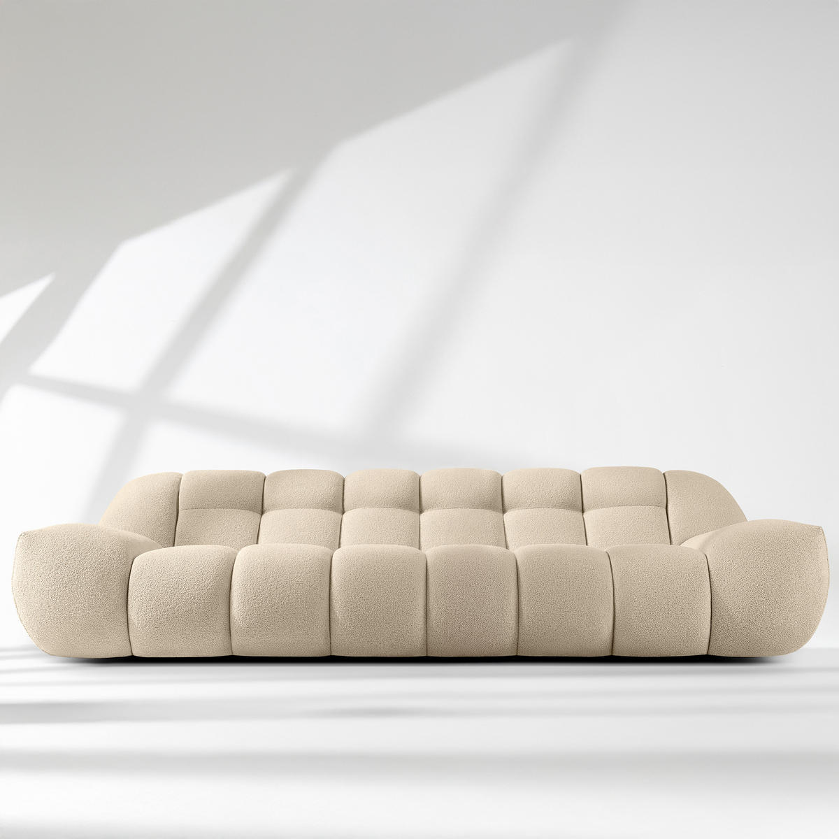 EINZELSOFA VENA Bouclé, Hellbeige - Beige, Holz/Textil (254/72/105cm) - KONSIMO®