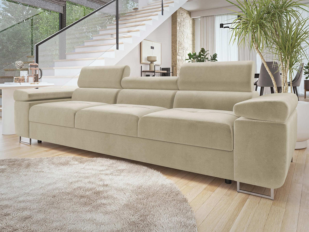 SOFA Torezio 3 - Beige, Holz/Textil (263/90/102cm) - MIRJAN24