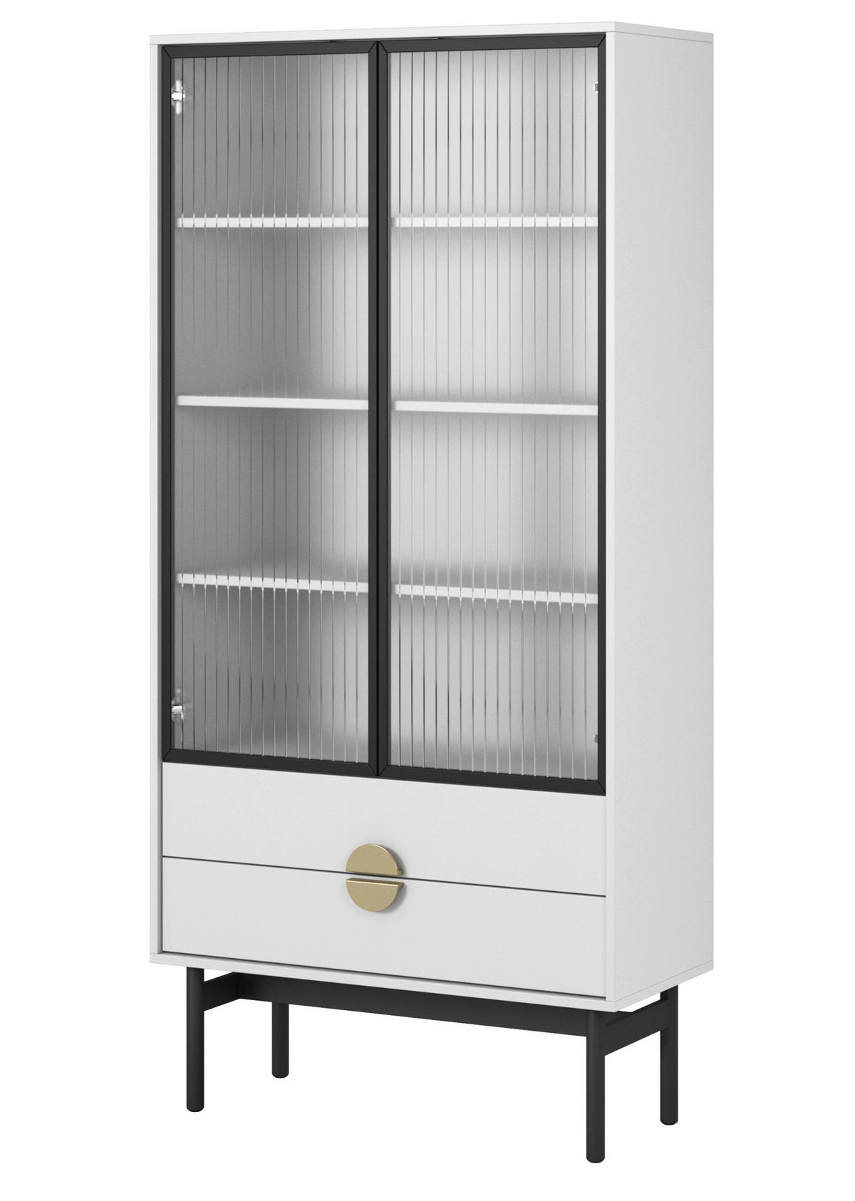 VITRINE Stoon II Weiß 85 cm - bílá/černá, kov/kompozitní dřevo (85.5/179/41cm) - Selsey