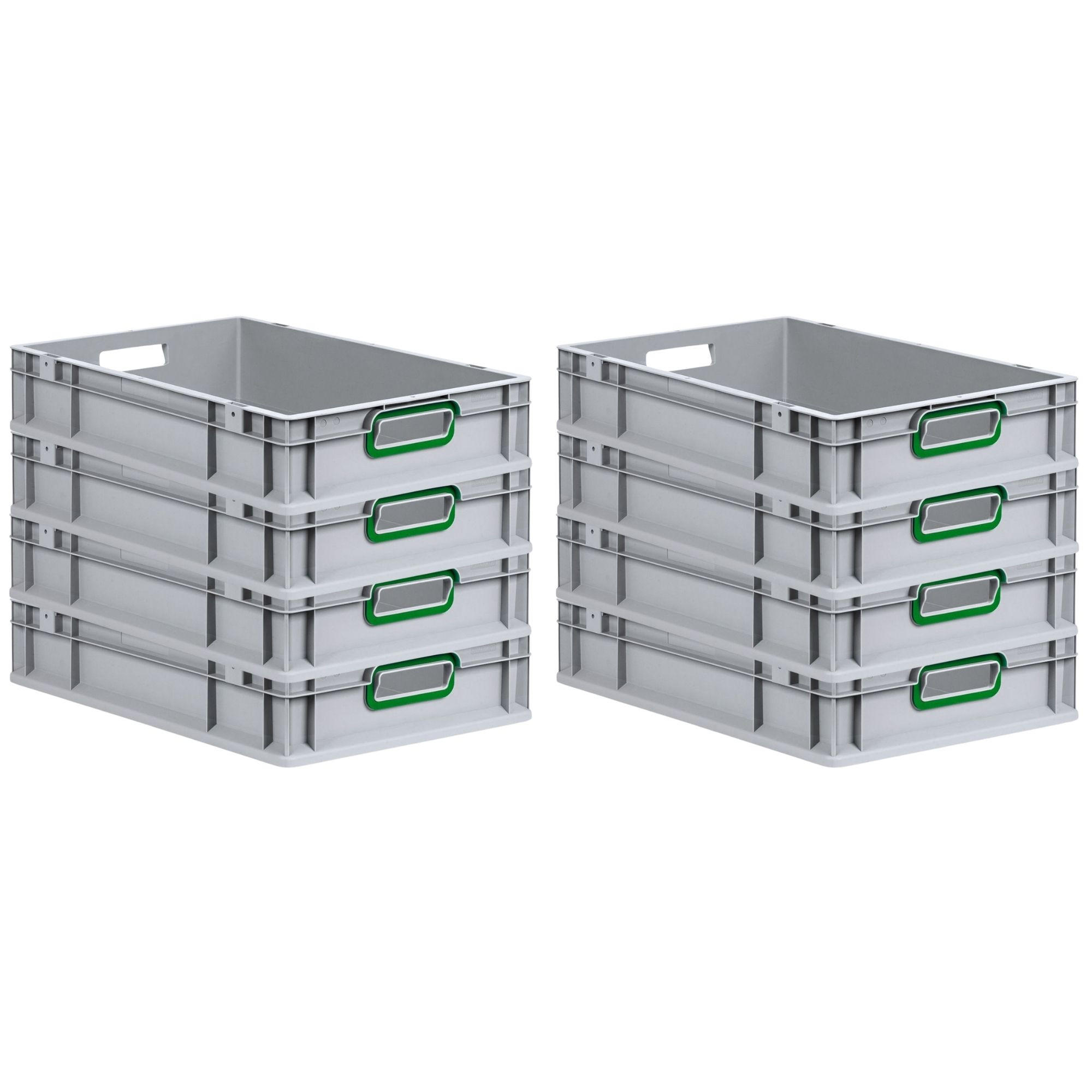 EUROBOX 8x Nextgen Color 12x40x60cm 23 Liter Griffe Grün Offen - Grün, Kunststoff (40/12/60cm) - PROREGAL