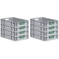 EUROBOX 8x Nextgen Color 12x40x60cm 23 Liter Griffe Grün Offen - Grün, Kunststoff (40/12/60cm) - PROREGAL