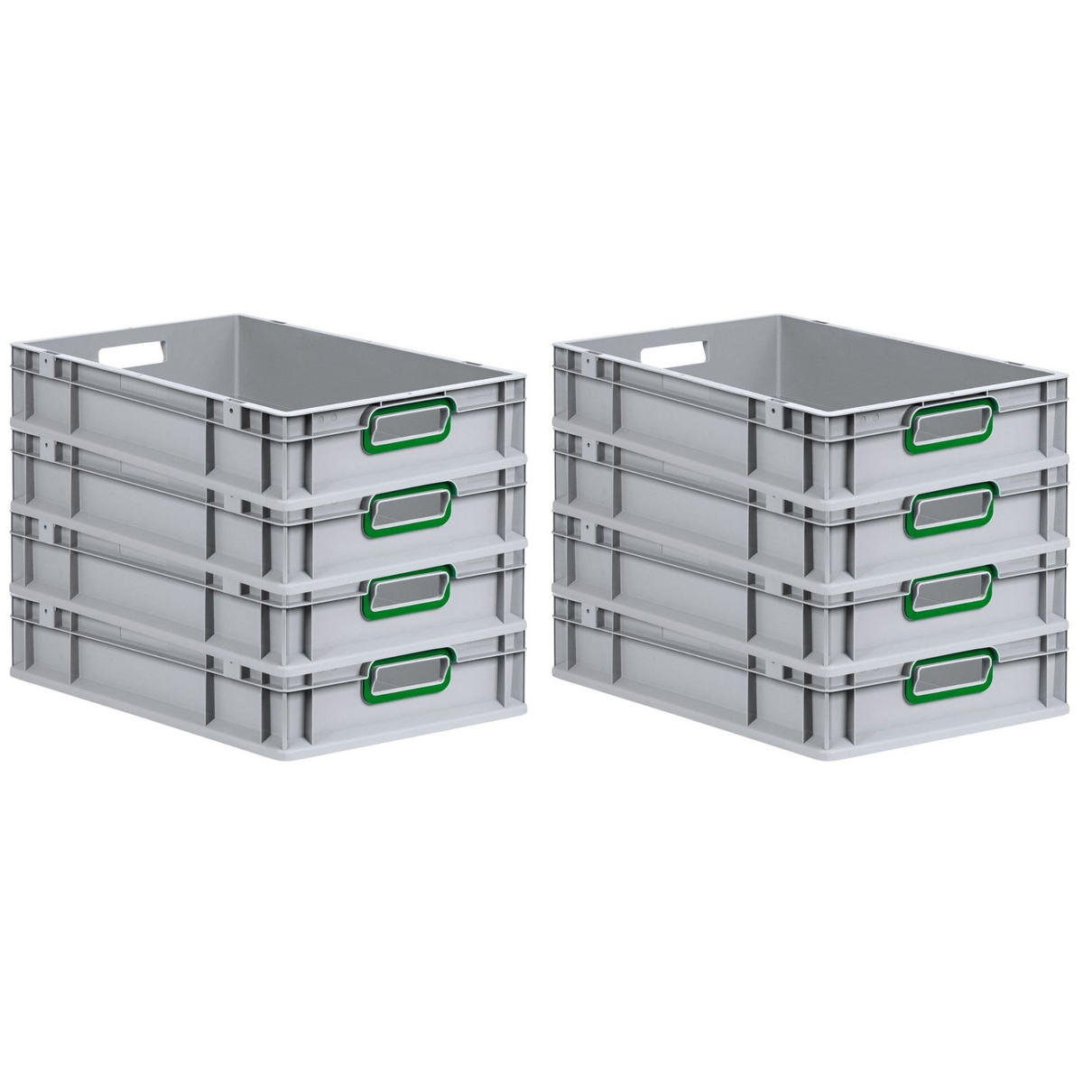 EUROBOX 8x Nextgen Color 12x40x60cm 23 Liter Griffe Grün Offen - Grün, Kunststoff (40/12/60cm) - PROREGAL