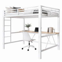 HOCHBETT mit Schreibtisch und LED 140x200 cm Metall/MDF Weiß - Weiß, Metall (140/200cm) - Meubliv