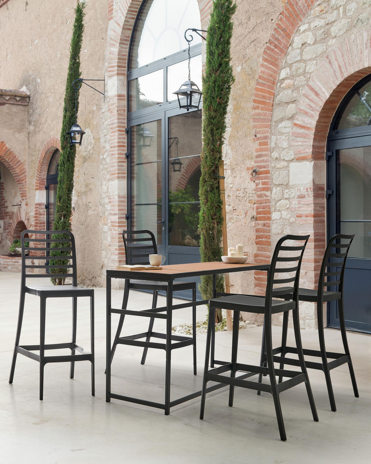 BARSTÜHLEN 2er-Set Schwarz Seceda - Schwarz, Kunststoff (41/116/59cm) - Beliani