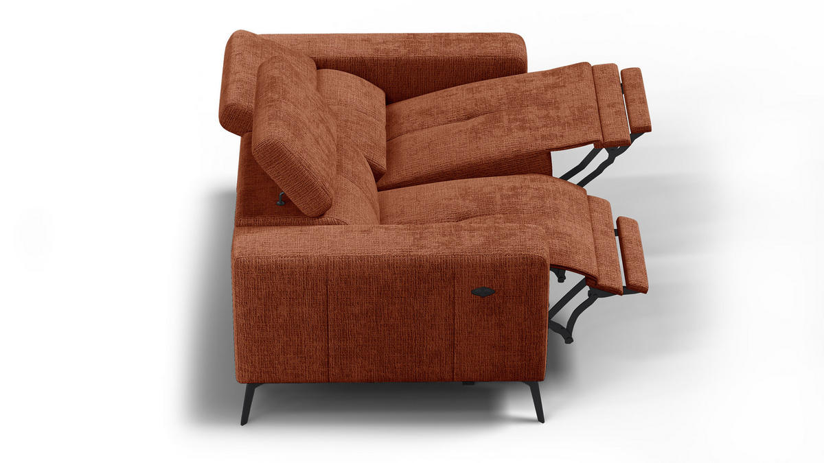 RELAXSOFA MORELLO 2-Sitzer, rostrot, 2 x Relax Zero Gravity - Orange, Holz/Textil (164/82/103cm) - Courtois Laville