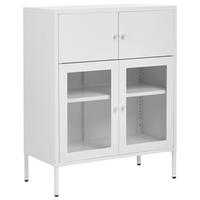 SIDEBOARD se skleněnými dveřmi Kov 80 cm Bílý Esholt - bílá, kov (80/102/40cm) - Beliani