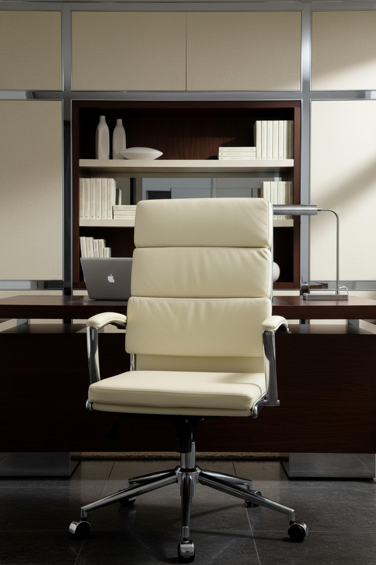 BÜROSTUHL Cyron Kunstleder creme - Chromfarben/Creme, Metall (61/115/65cm) - TPFLiving