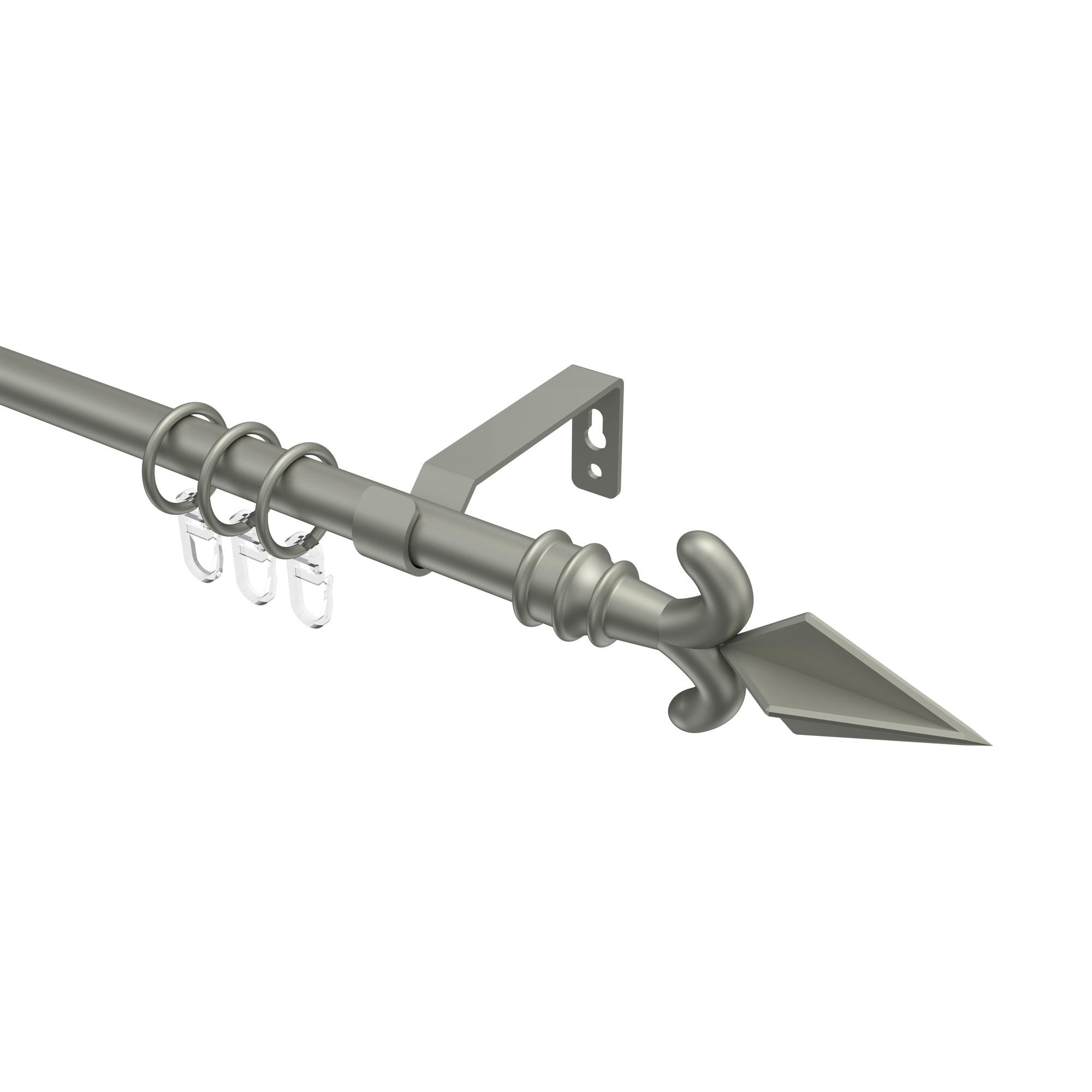 GARDINENSTANGE Olymp Matteo 180 cm, 1-läufig, 16 mm Ø Chrom matt - Chromfarben/Nickelfarben, Metall (180cm) - INTERDECO