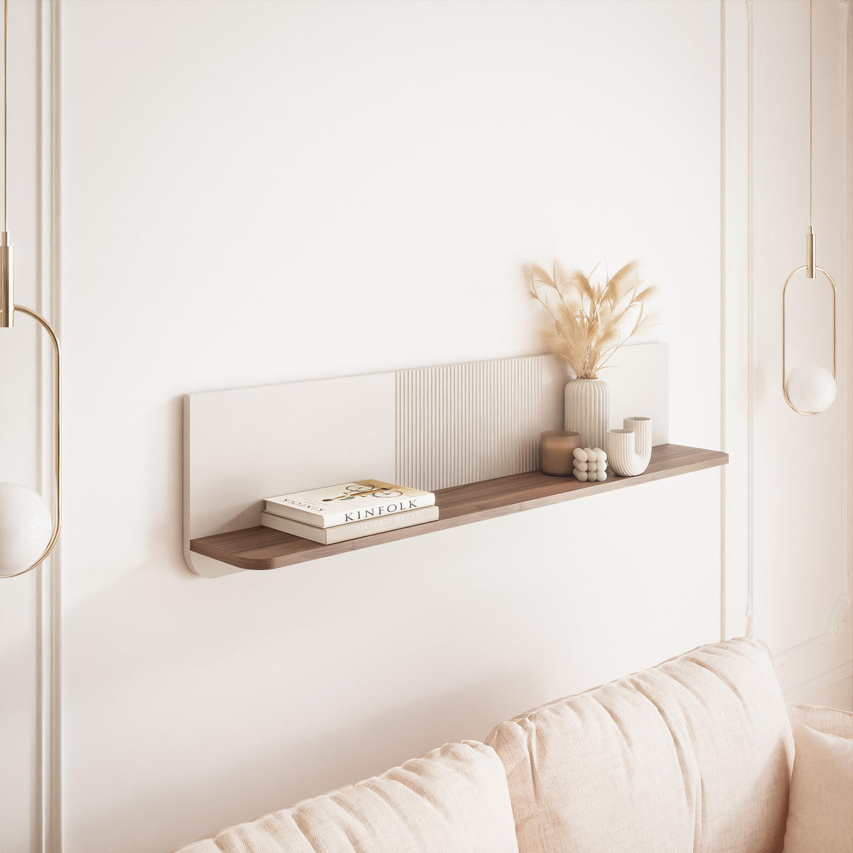 HÄNGEREGAL NAVANI 120 cm – Kaschmir / Nussbaum - Kaschmir/Nussbaumfarben, Holzwerkstoff (120/30/22cm) - Idohome