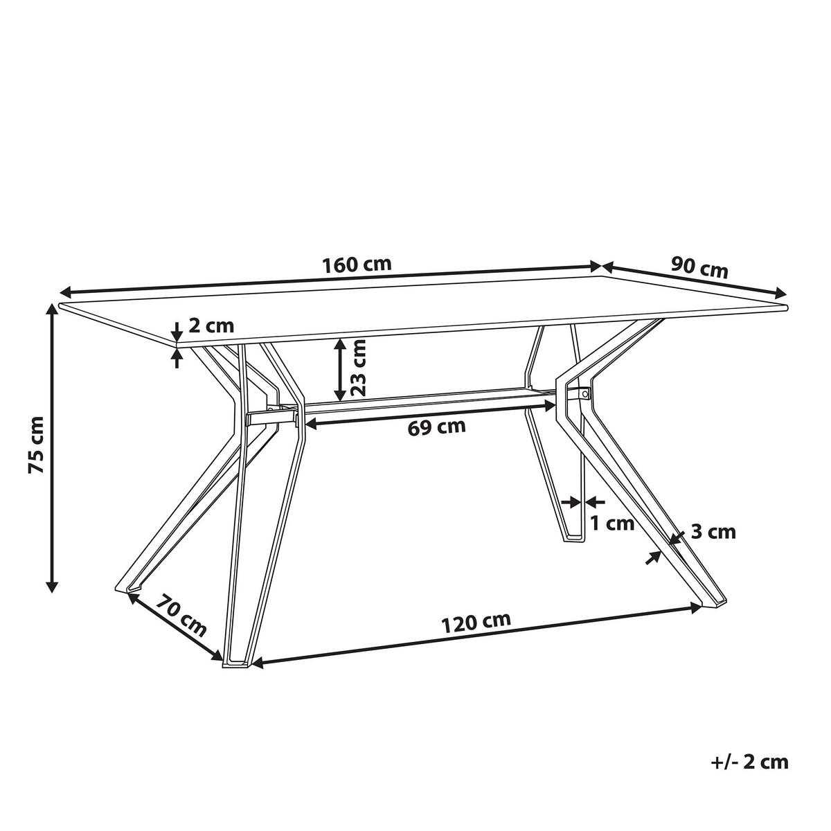 ESSTISCH 160/90/75 cm Weiß schwarz Rechteckig Ballina - Weiß, Glas (160/90/76cm) - Beliani