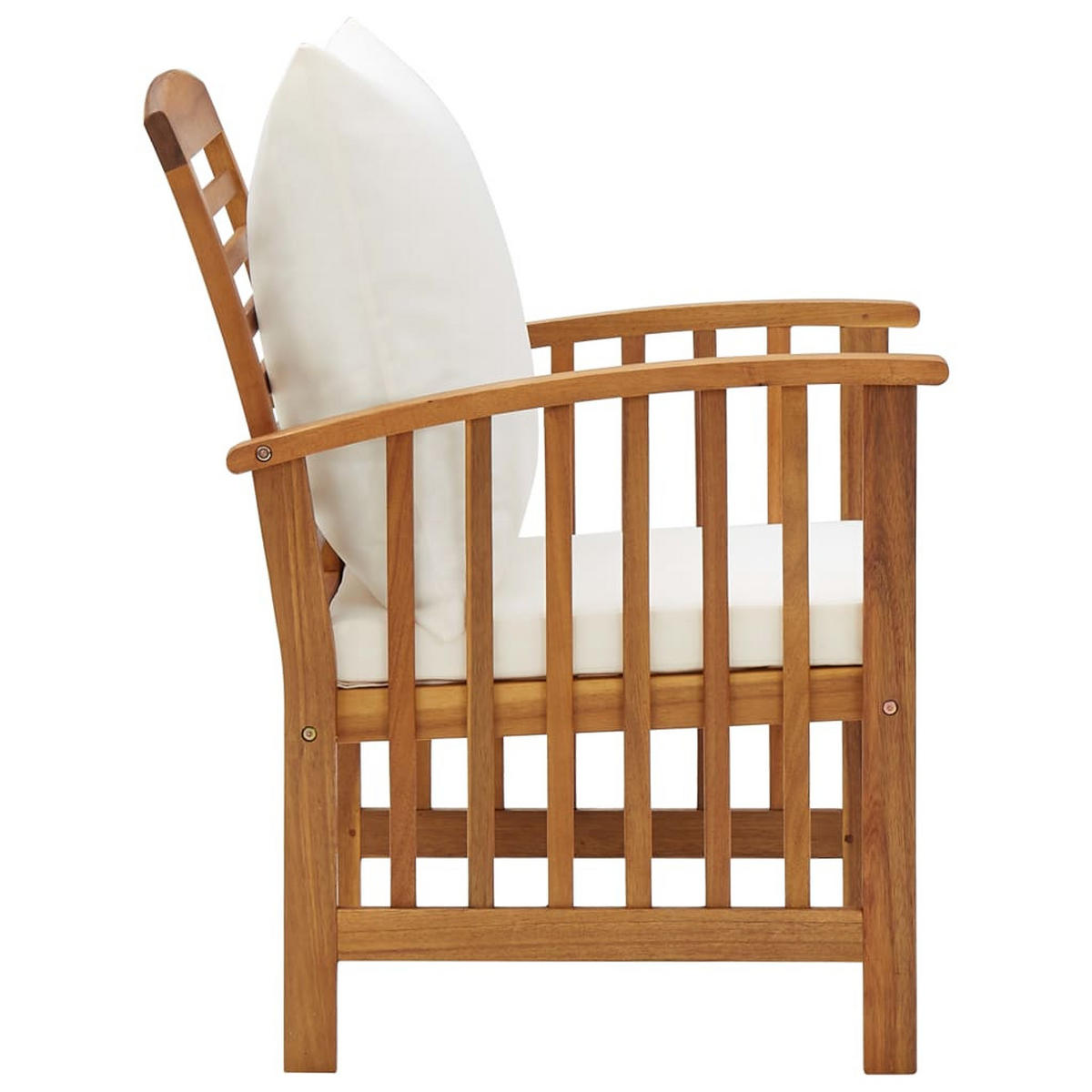 GARTEN-LOUNGE-SET 4-teilig Mit Auflagen Massivholz Akazie - Creme/Braun, Holz/Textil - vidaXL