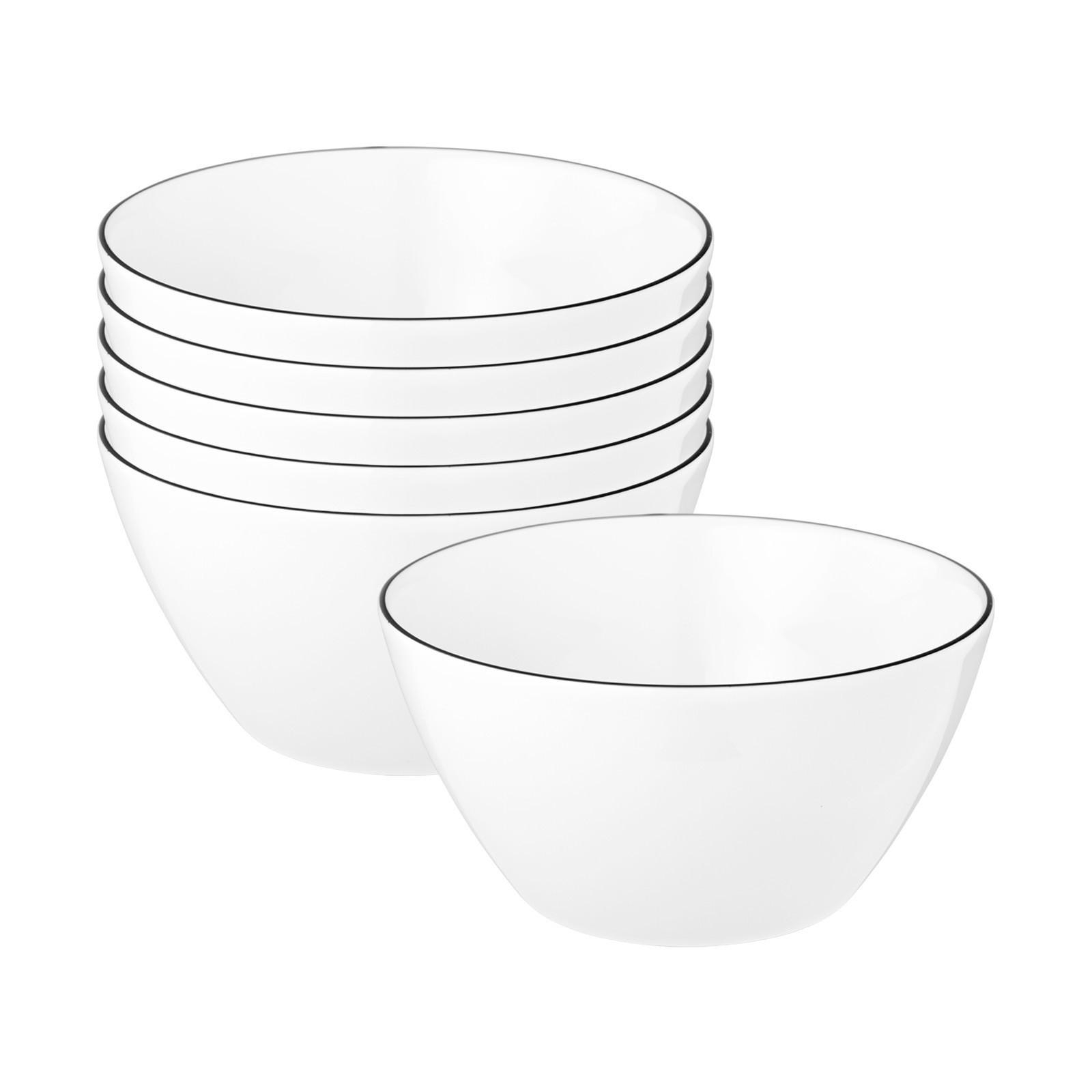 MÜSLISCHALEN Lido Black Line weiß ø 15 cm 6er Set - Weiß, Keramik (15cm) - Seltmann Weiden