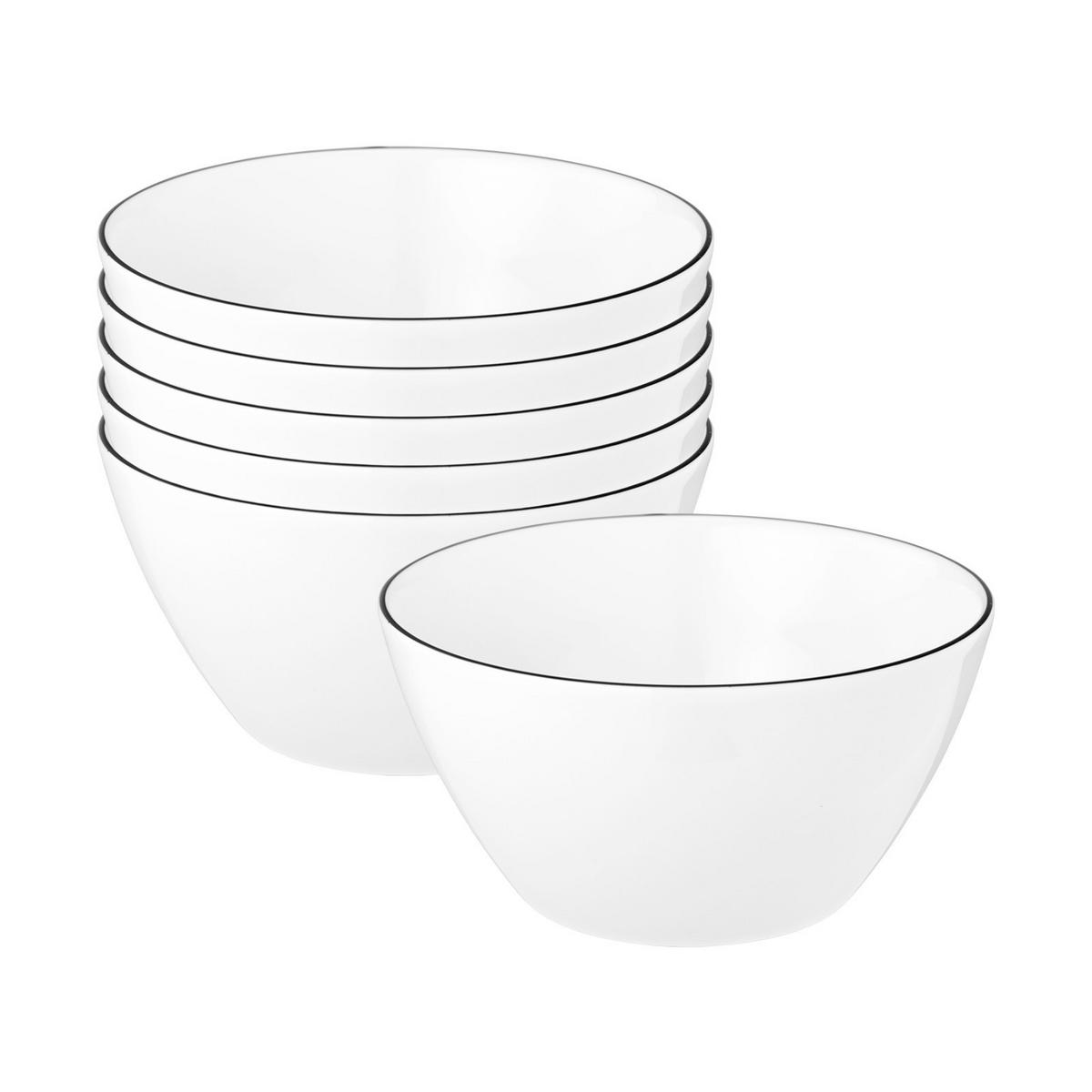 MÜSLISCHALEN Lido Black Line weiß ø 15 cm 6er Set - Weiß, Keramik (15cm) - Seltmann Weiden