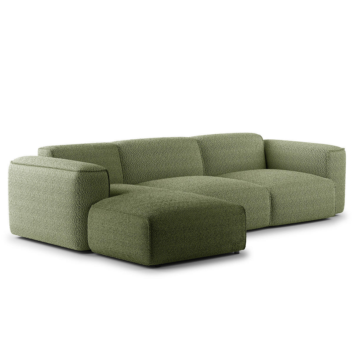 3-SITZER ECKSOFA mit Longchair - Schwarz/Grün, Kunststoff/Textil (284/173cm) - home24