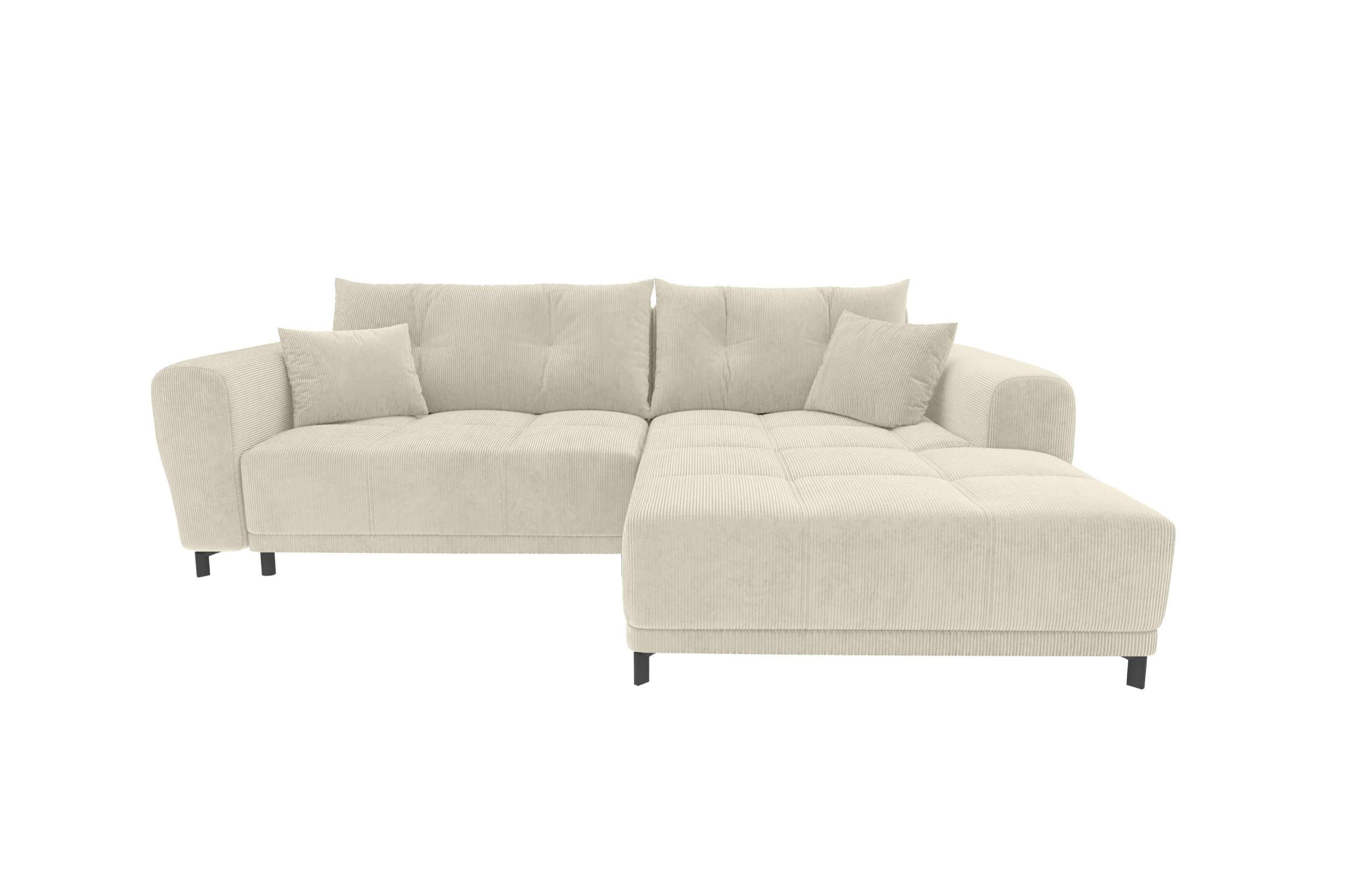 ECKSOFA Massimo Cordstoff Greige inkl. Schlaffunktion Rechts - Greige/Schwarz, Textil/Metall (246/177cm) - 99rooms
