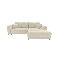 ECKSOFA Massimo Cordstoff Greige inkl. Schlaffunktion Rechts - Greige/Schwarz, Textil/Metall (246/177cm) - 99rooms