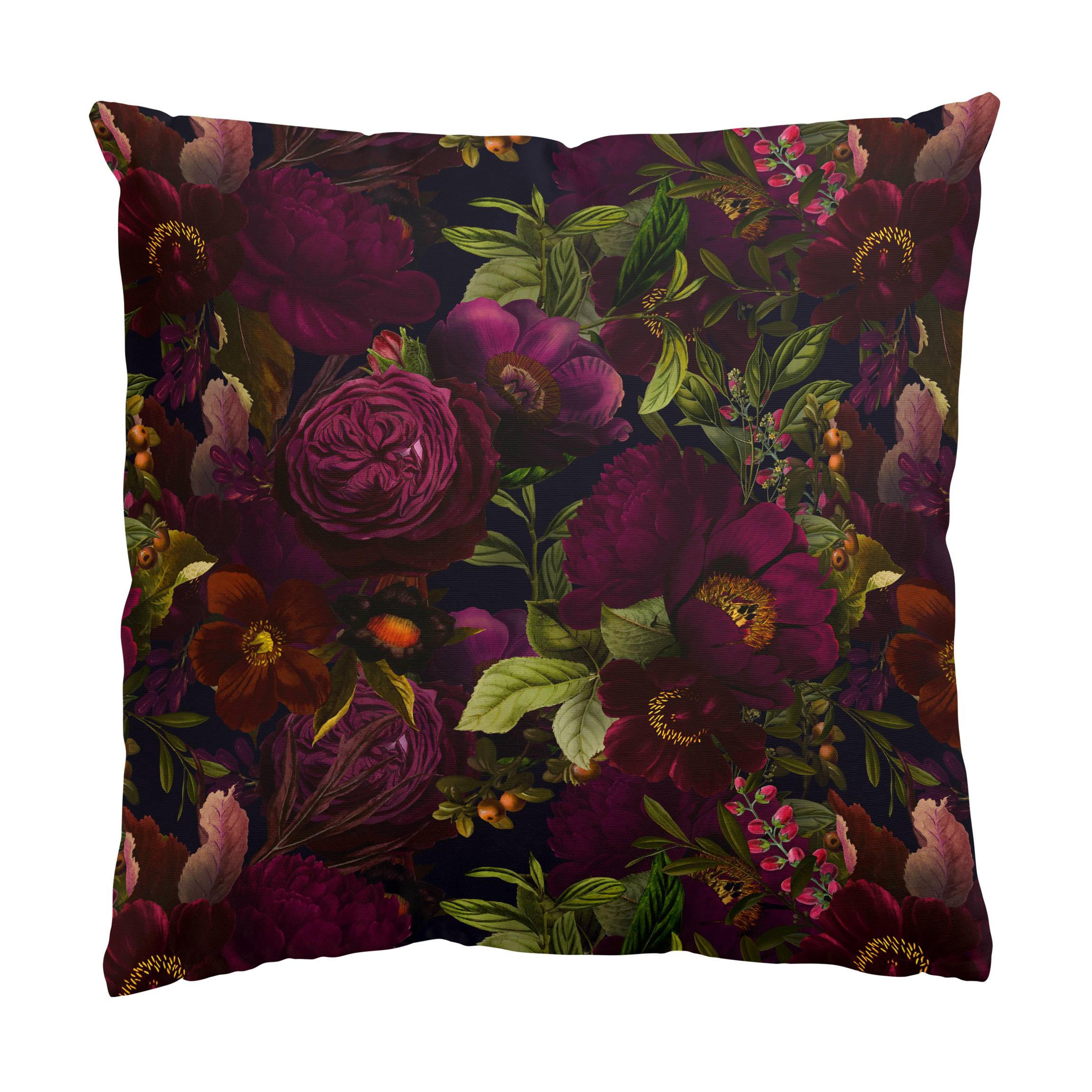 DEKOKISSEN Lila Blüten Dunkel 50/50 cm - Violett, Textil (50/50/10cm) - Bilderwelten