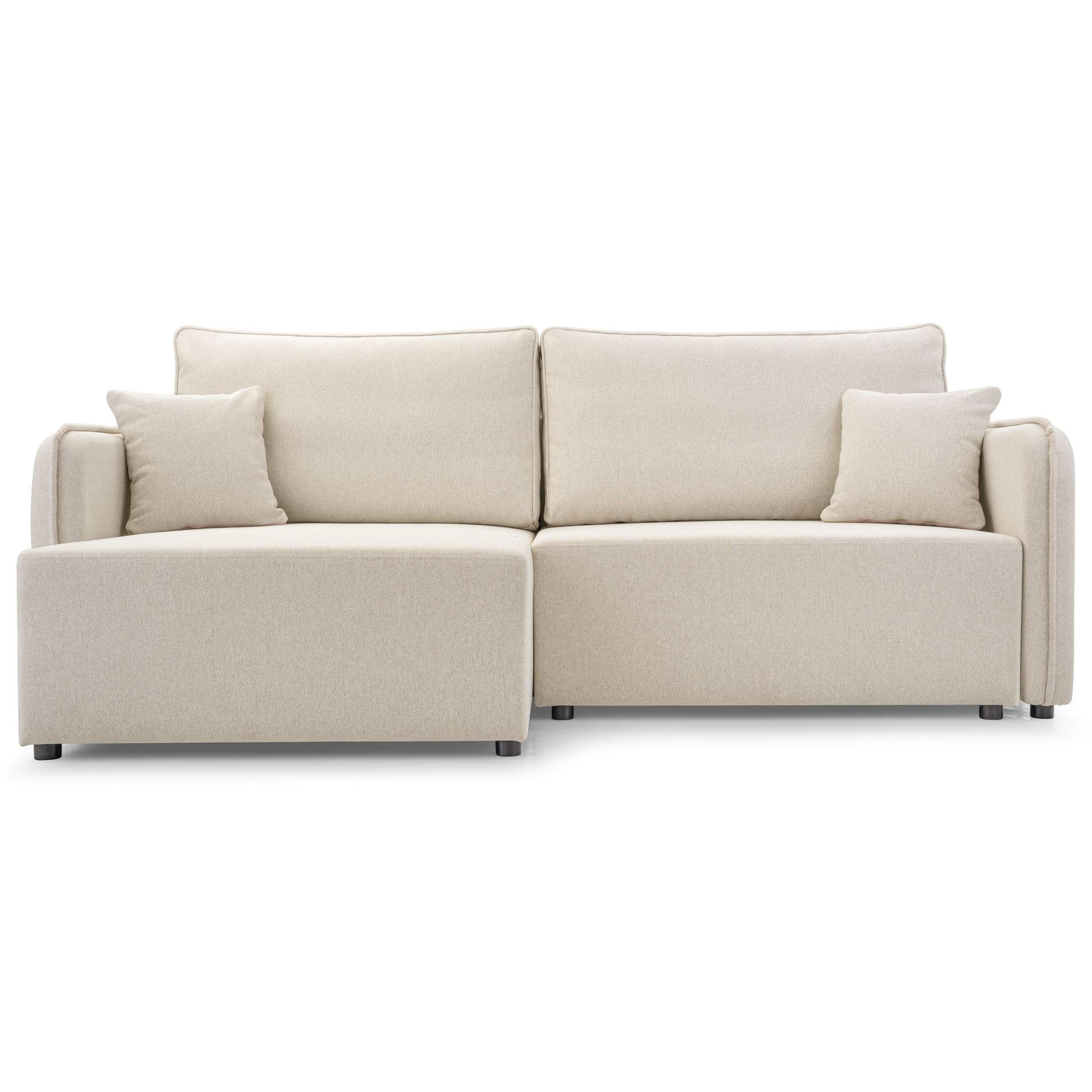 ECKSOFA Kassian, Hellbeige Strukturstoff, linksseitig - Ecru/Schwarz, Kunststoff/Textil (227/147cm) - Selsey