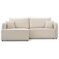 ECKSOFA Kassian, Hellbeige Strukturstoff, linksseitig - Ecru/Schwarz, Kunststoff/Textil (227/147cm) - Selsey