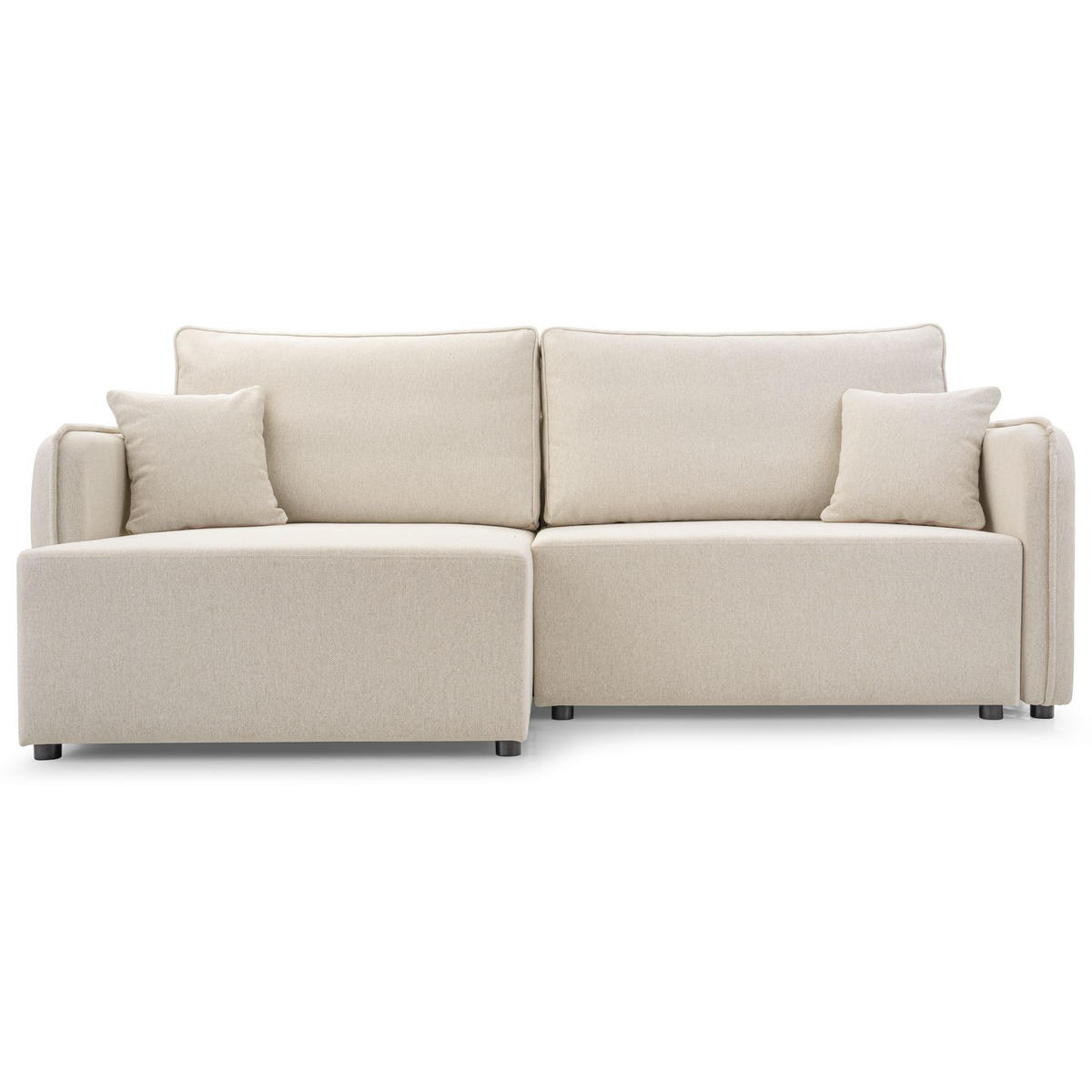 ECKSOFA Kassian, Hellbeige Strukturstoff, linksseitig - Ecru/Schwarz, Kunststoff/Textil (227/147cm) - Selsey