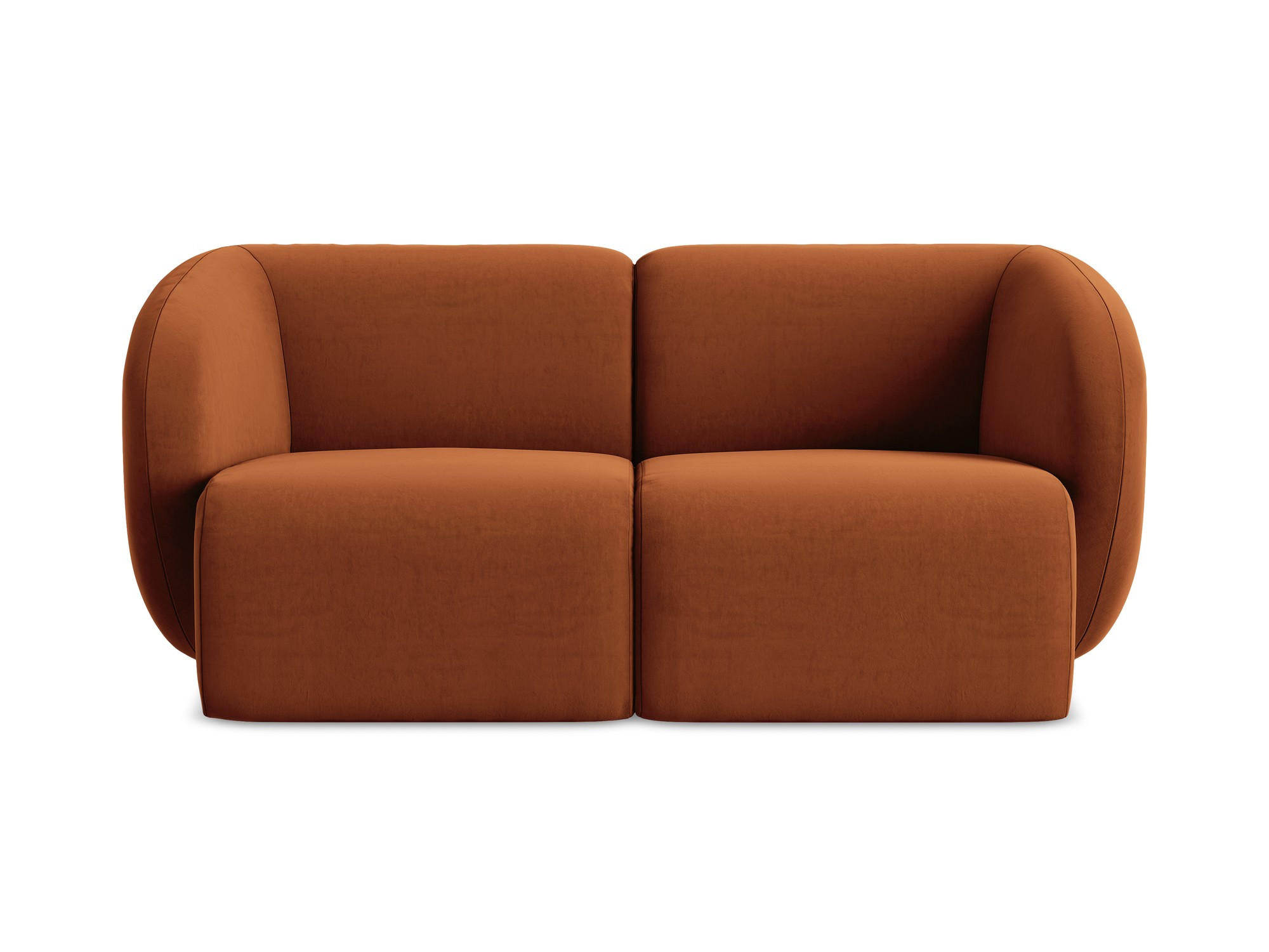 2-SITZER-SOFA Samt Stoff Orange - Terra cotta/Schwarz, Holzwerkstoff/Kunststoff (174/75/94cm) - Makamii