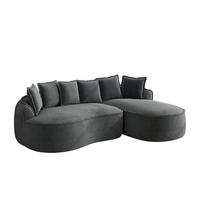 ECKSOFA chenille mit extra tiefer chaiselongue & rahmenlosem design - Grau, Textil (252/164cm) - Urban Meuble