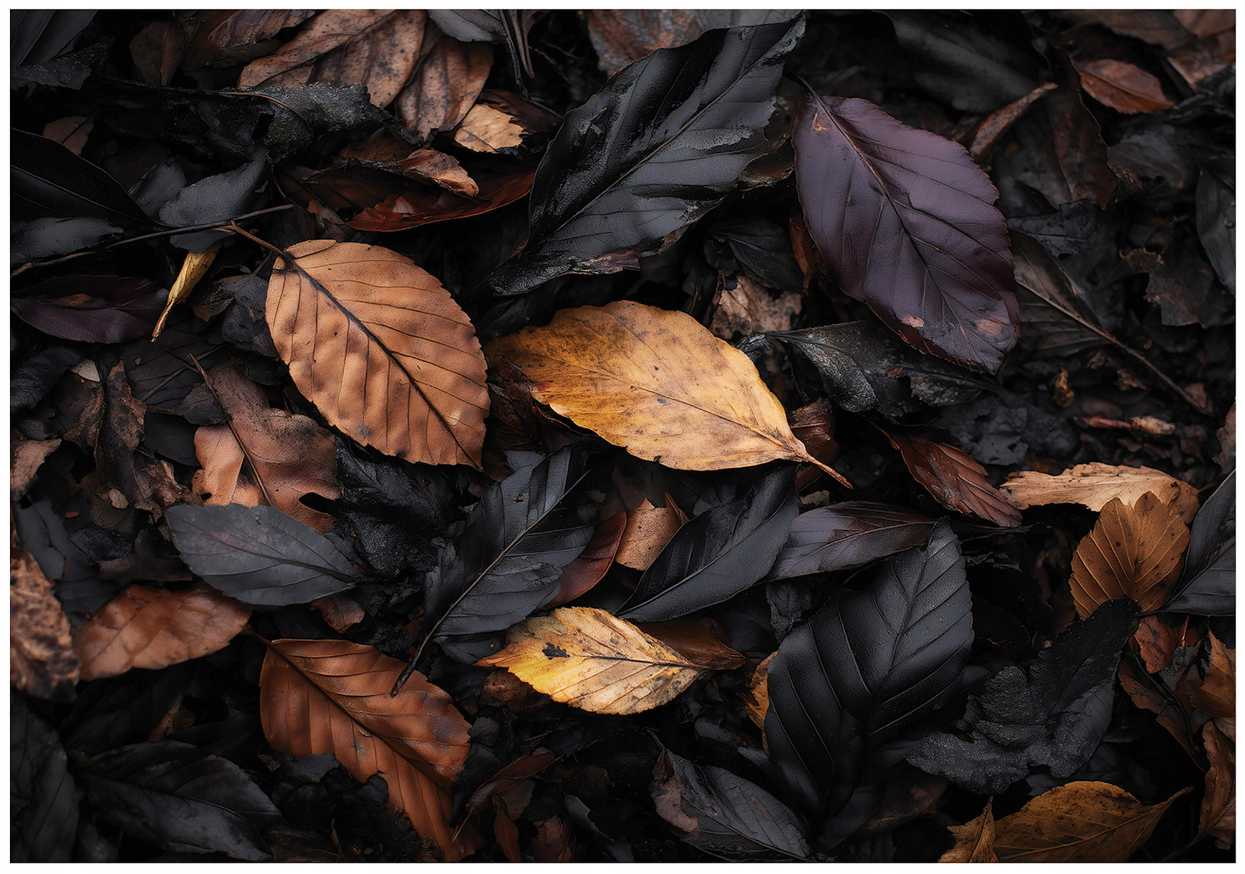 FOTOTAPETE Blätter Natur Schwarz 300x210 cm - Multicolor, Papier (300/210cm) - Wallarena