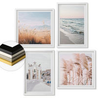 WANDBILDER 4er-Set - 50x50 cm & 40x60 cm Weißer Rahmen - Pflanzen, Meereswellen, Aussicht, Häuser - Weiß, Kunststoff (50/50cm) - ArtPrintCave