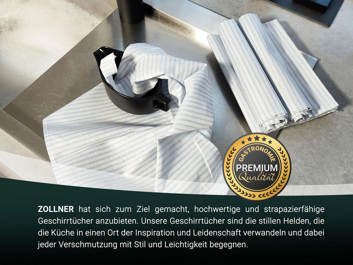 GESCHIRRTÜCHER, 4er-Set, 50x70 cm, 50% Baumwolle, 50% Leinen, Blau - Hellblau, Textil (50/70cm) - Zollner