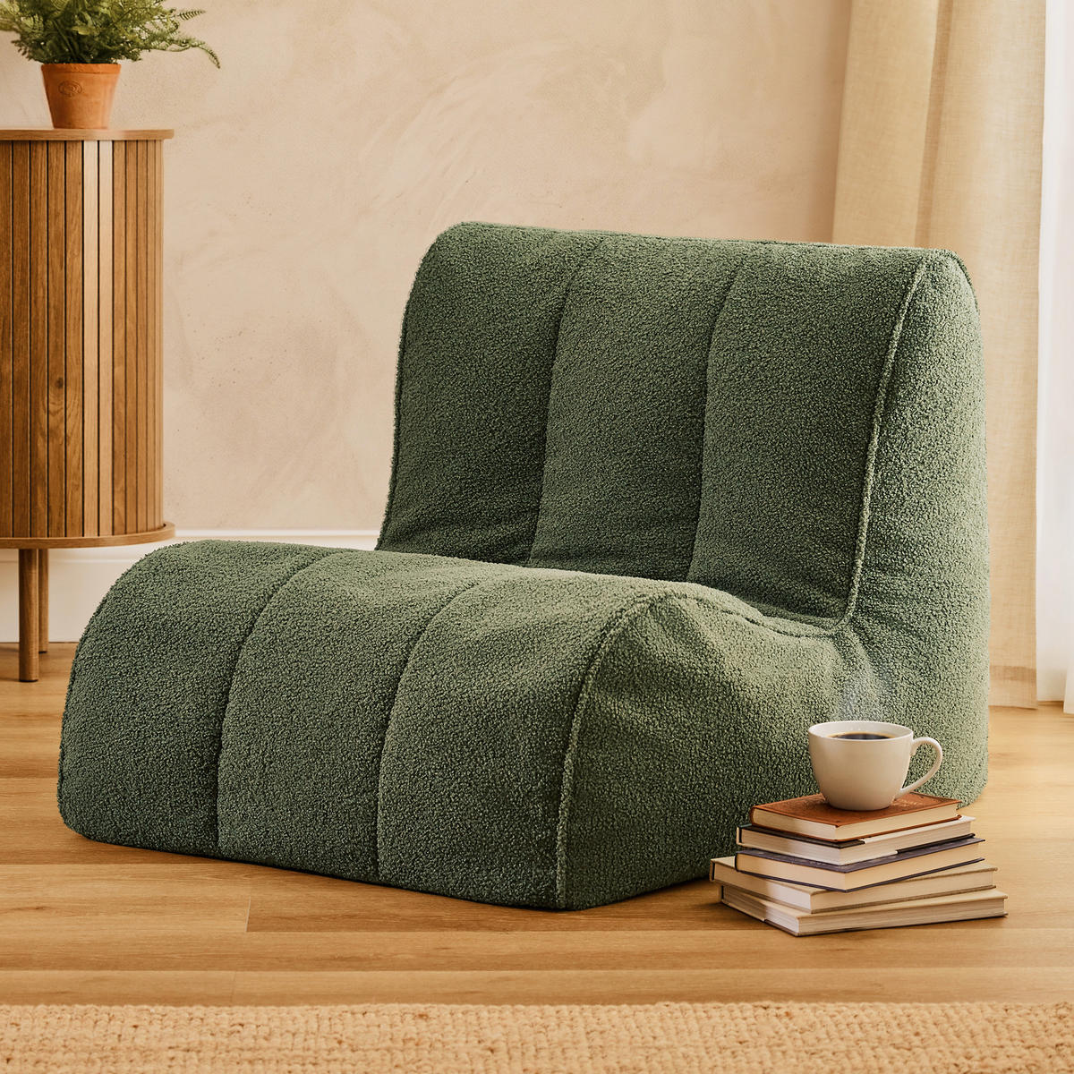 SITZSACK aus Boucle Swoop - Olivgrün, Textil (82/74/92cm) - icon