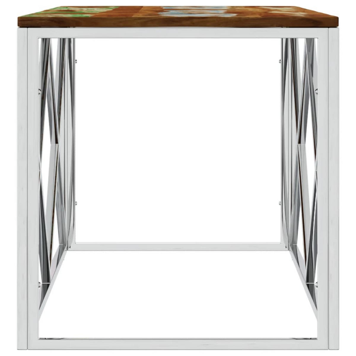 COUCHTISCH Edelstahl und Altholz Massiv - Multicolor, Metall (110/45/45cm) - furnicato