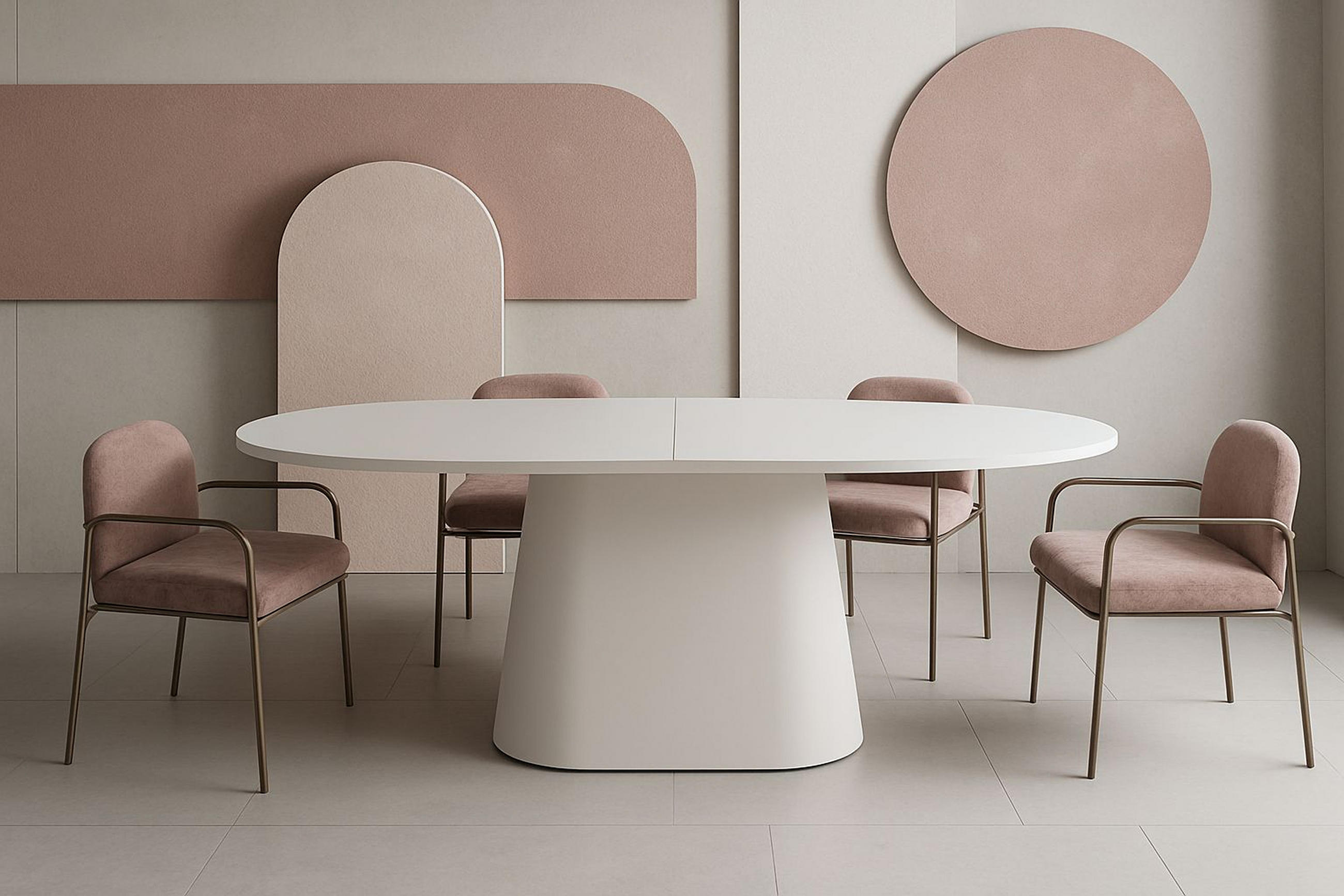 ESSTISCH oval Weiß matt ausziehbar 160-206 cm - Weiß, Holzwerkstoff (89/160/75cm) - designimpex