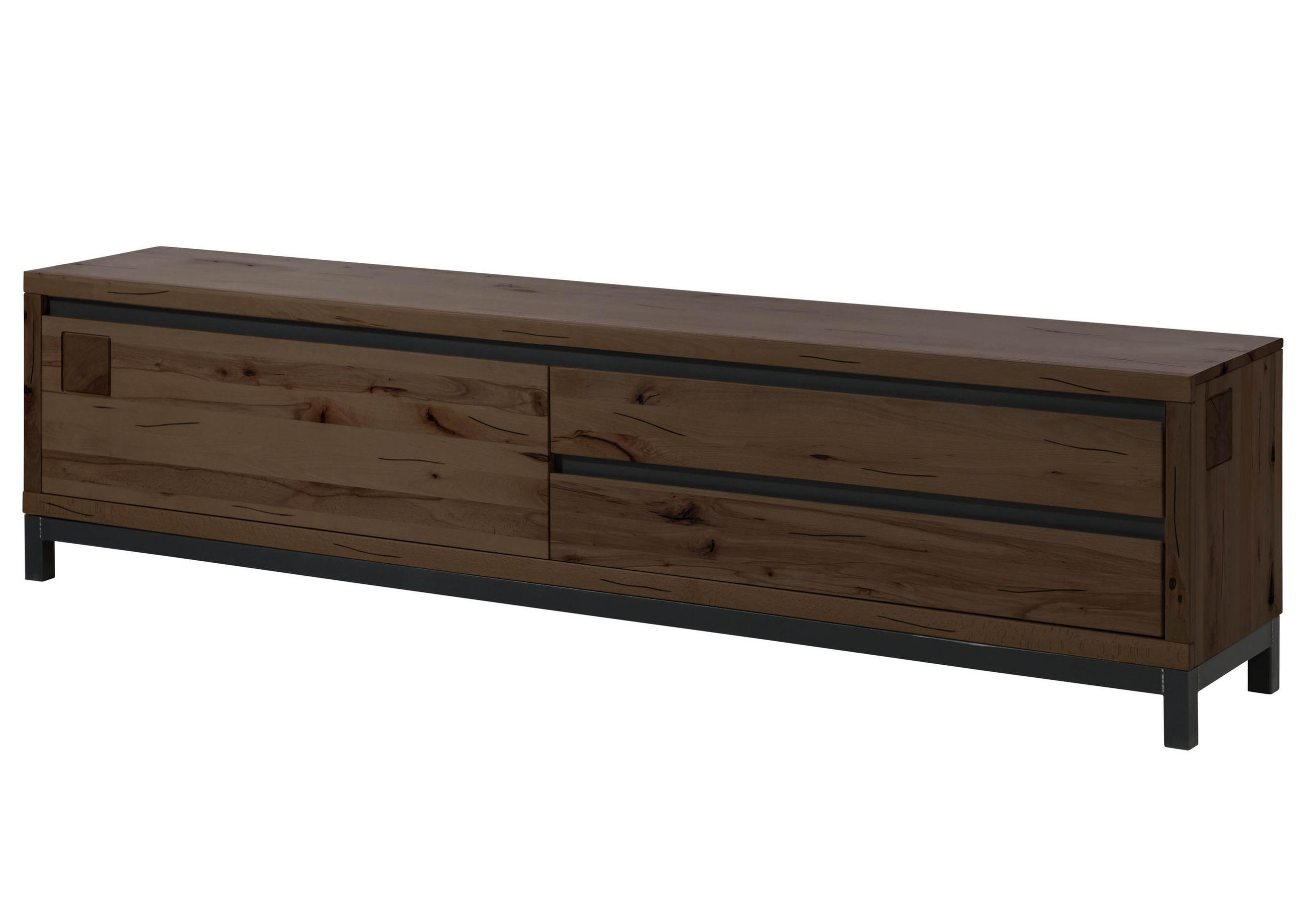 TV-BOARD Kernbuche 220x40x56 tabacco braun geölt VILLANDERS #254 - Braun, Holzwerkstoff (220/56/40cm) - Massivmoebel24