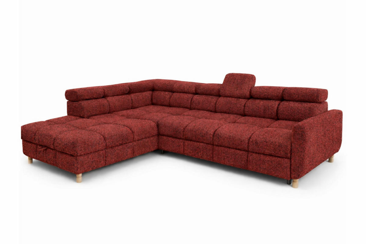 ECKSOFA - BUN - Rot - Arena 8 - Links - Rot, Holzwerkstoff (276/209cm) - Möblo
