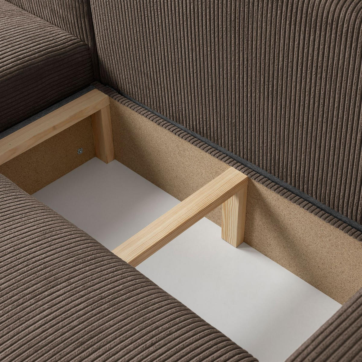 ECKSOFA OPERA L-Form mit Schlaffunktion und Bettkasten, Poso 06 - Braun, Textil (247/143cm) - Lookway