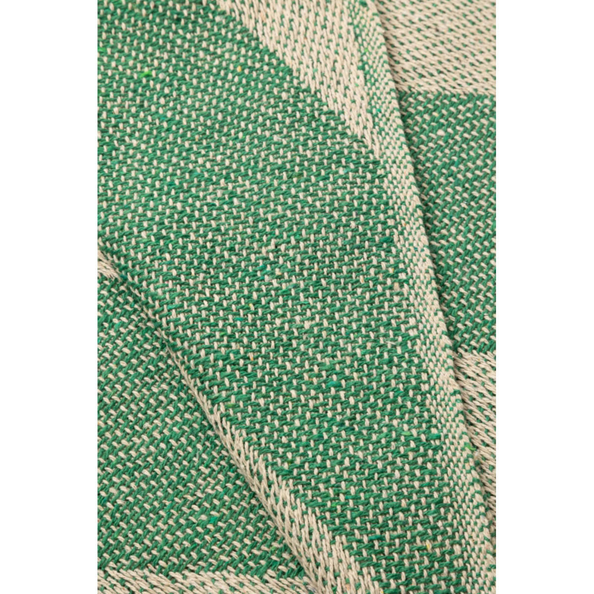 DECKE Diagonal 130x180 cm, 100% Baumwolle, Smaragd-Natur - Naturfarben/Grün, Textil (130/180cm) - Au Maison