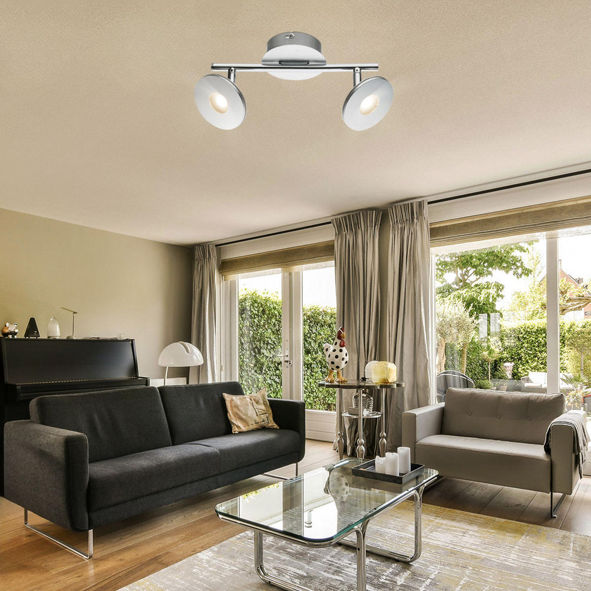 LED DECKENLEUCHTE Aluminium Silber - Silberfarben, Metall (25.4/10/14.2cm) - Globo Lighting