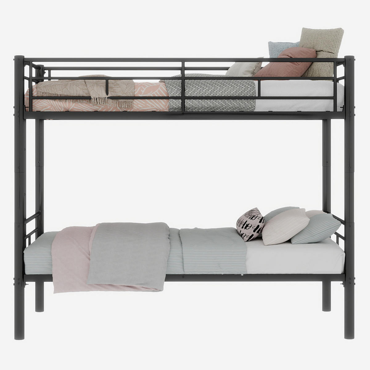 ETAGENBETT 90/200 cm Schwarz mit Ausziehbett und Leiter - Schwarz, Metall (90/200cm) - Oxeza