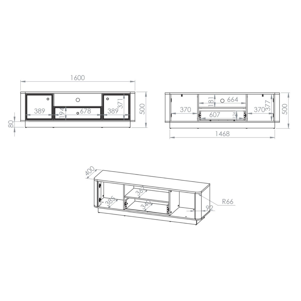 TV-LOWBOARD Vilavio Kaschmir/Eicheoptik Dunkel 160 cm - Taupe/Dunkelbraun, Holzwerkstoff/Metall (160/50/40cm) - Selsey