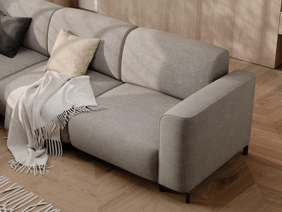 ECKSOFA TORIN Chenille-Stoff in Dark beige - Taupe, Holzwerkstoff/Kunststoff (277/218cm) - Idohome